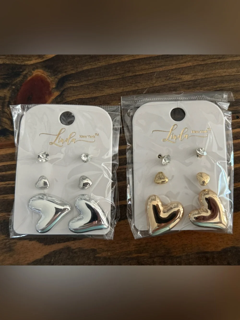 Gold and Silver Heart Earring Set - 12 Pairs